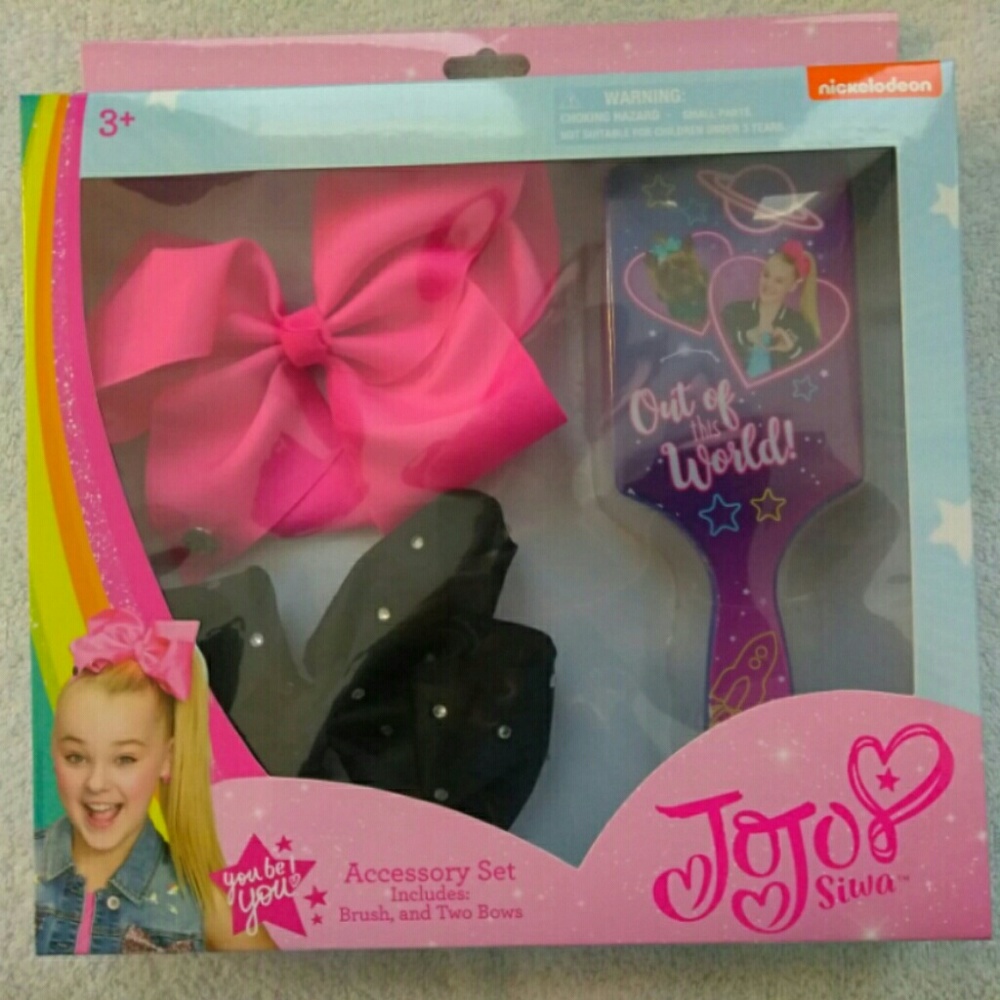 New JoJo Siwa Bow & Brush Set Pink and Black